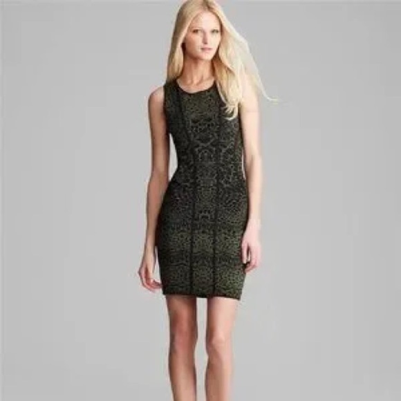DVF Diane Von Furstenberg CAIRO Stretch Body Con Fit Tank Dress Black Olive Sz S - Picture 1 of 9